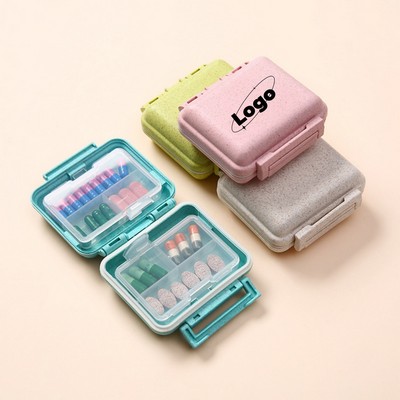 Portable Mini Travel Moisture-proof Wheat Straw Pill Box