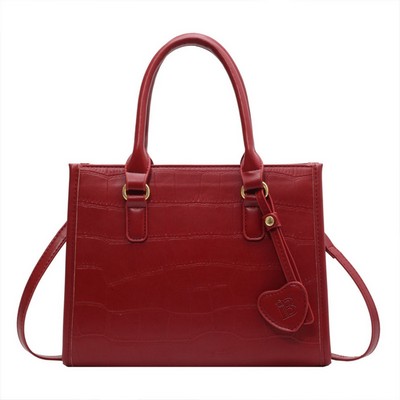 Pu red large capacity crossbody bag