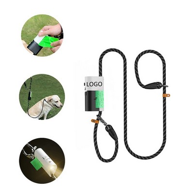 LED Reflective Dog Leash w/Waste Bag Holder