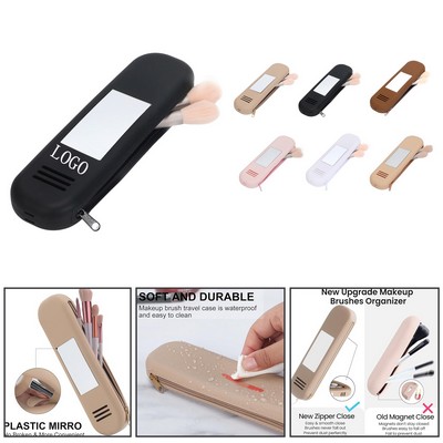Cosmetic Brush Holder with Mirror
