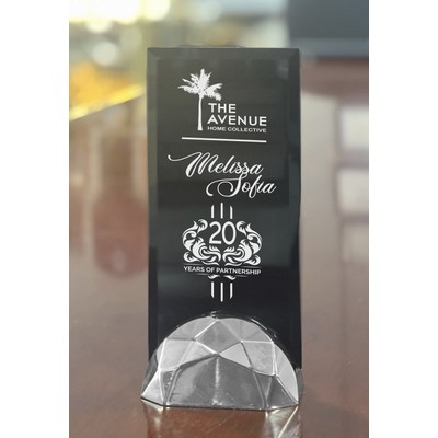 4x8 Black Glass In Chrome Semicircle Base