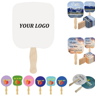 Custom Wooden-Handled Paper Fans