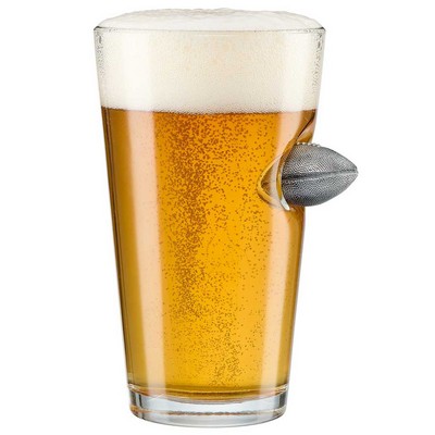 Football Embedded Pint Glass