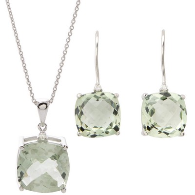 Jilco Inc Green Amethyst Earring & Necklace Set