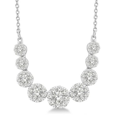 Jilco Inc Round Diamond Cluster Necklace