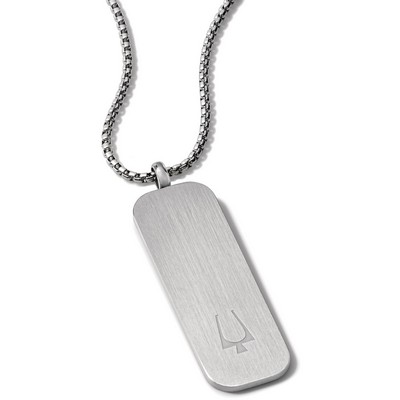 Bulova Jewelry Necklace: Stainless Steel Oblong Dogtag Pendant