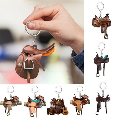 Acrylic Saddle Horse Keychain