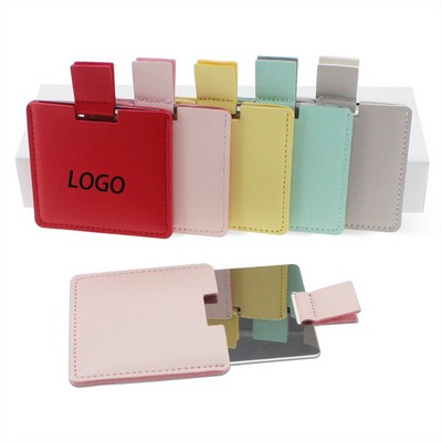 Portable Stainless Steel Makeup Mirror with PU Leather Case