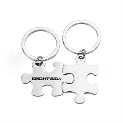 Stainless Steel Puzzle Piece Keychain Set