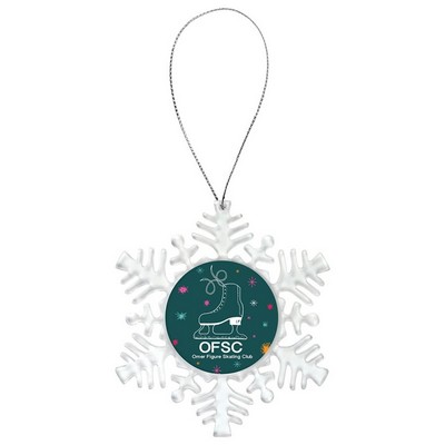 4 1/8" Snowflake Ornament with 2" Insert Holder & Silver String (Insert is not included)