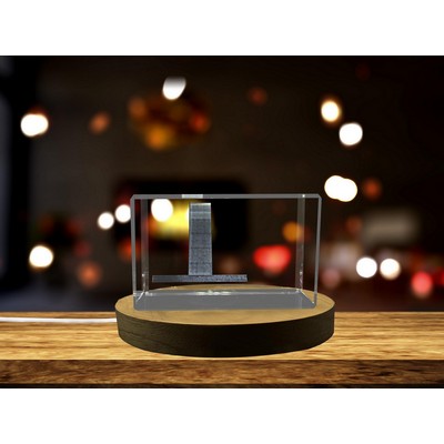 Freedom Square 3D Engraved Crystal Trophy Award w/LED Base - Canadian Elegance