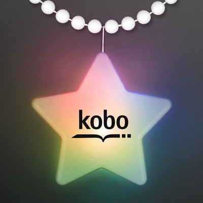 Multicolor LED Glow Star Clip-On Light Badge with White Beads - PRINTED