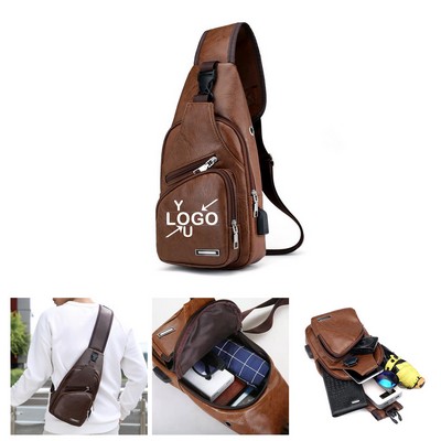 Faux Leather Crossbody Backpack