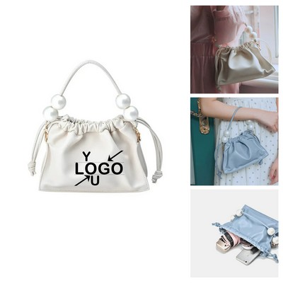 Chic Faux Leather Pleat Handbag for Ladies