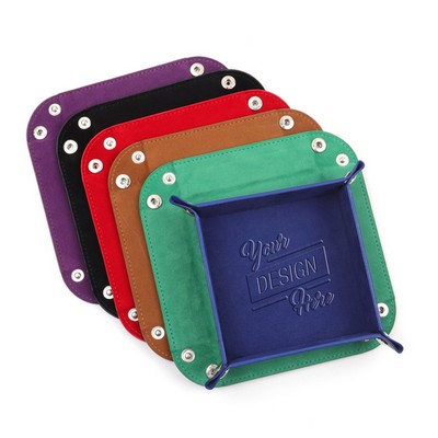 PU Leather Valet Tray Desktop Storage Organizer