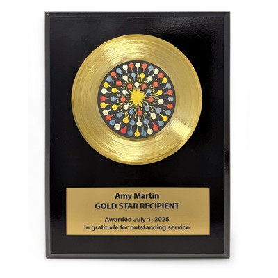 Gold Record Plaque - 4" Record - 6 x 8