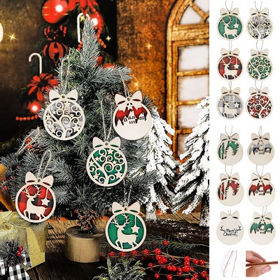 Round Holiday Wooden Hanging Ornaments with Holes