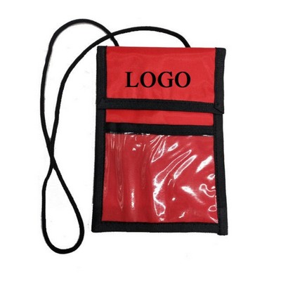 Nylon Neck Wallet with Badge Holder