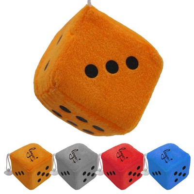 Fuzzy Dotted Dice Car Mirror Hanging Decoration