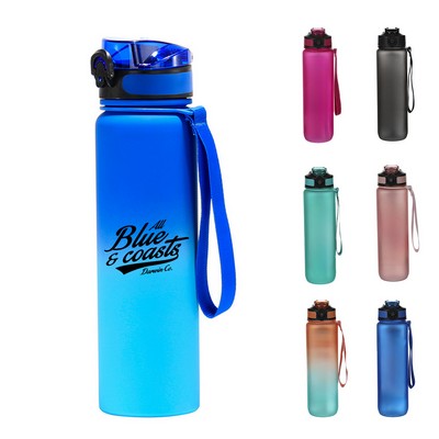 33oz BPA Free Sport Water Bottle with Time Marker and Motivational Quote