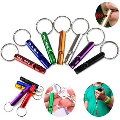 Outdoors Sports Camping Safety Survival Whistle Aluminum Emergency Whistle with Keychain
