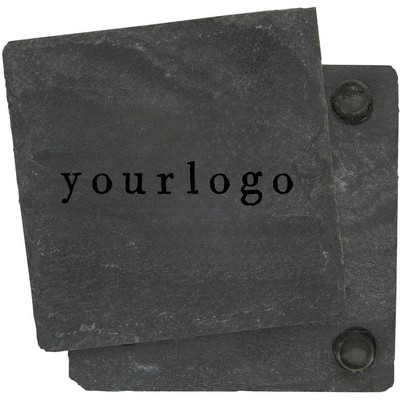 Black Square Slate Coaster