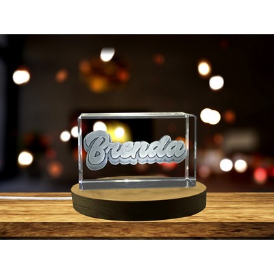 Brenda 3D Engraved Crystal Trophy Award w/LED Base & Gift Box