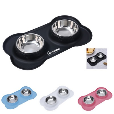 Pet Bowl with Skid Resistant Silicone Mat