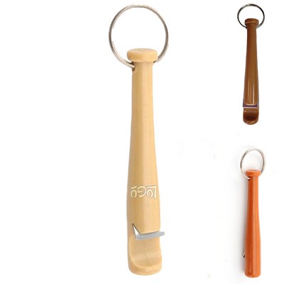 Wood Baseball Bat Shape Can Opener w/ Keychain