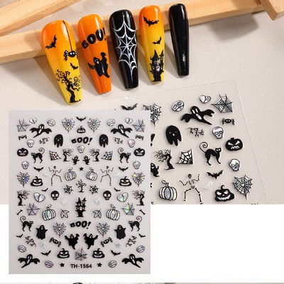 Ghost Sticker Halloween Nail Art Stickers Decals Self-Adhesive Nail Supplies Fingertip Art
