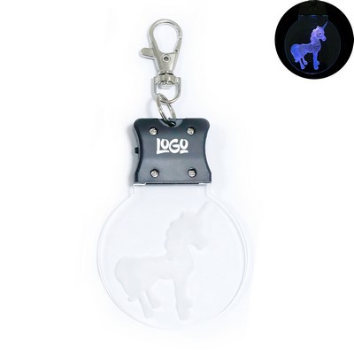 LED Glow Acrylic Circle Keychain