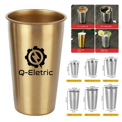 12 Oz Beer Stackable Single Wall Cup Metal Water Small Shot Drink Tumbler Glass Stainless Steel Cup