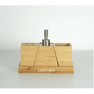 Bamboo Toothbrush Holder Bathroom Organizer Set