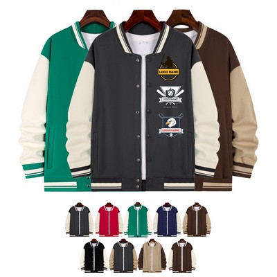Drop Shoulder Slim Fit Unisex Baseball Jacket MOQ 25