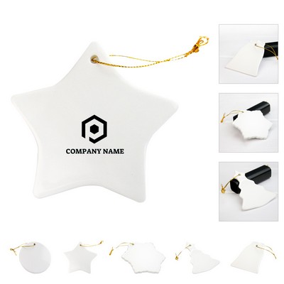 Custom Sublimation Ceramic Ornament (White, Pre-Punched Hole w)