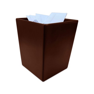 Dark Brown Bonded Leather Waste Basket, 14 Qt