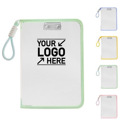 Macaron A4 Transparent Zipper File Bag with Handle