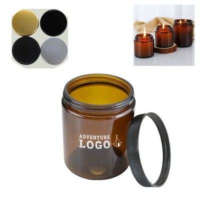 5Oz Empty Candle Holder Brown Tinted Glass With Lid For Home Organization Decor