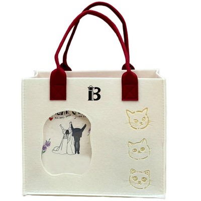 Reusable Felt Tote Bag w/ Transparent Window