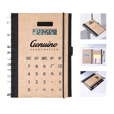 School Notebook with Calculator and Pen
