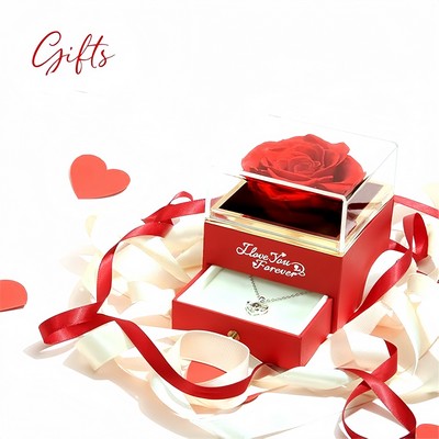 Valentine's Day Mother's Day Custom Rose Transparent Acrylic Jewelry Gift Box