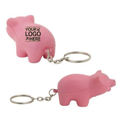 Pig-Shaped Squeeze Toy Keychain