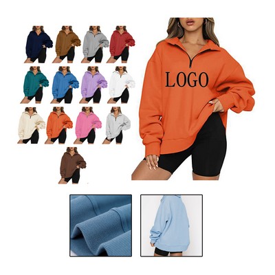 Ladies Plush Solid Tone Pullover