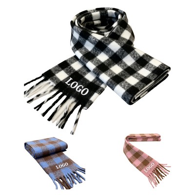 Warm Knitted Woven Scarf W/ Tassel