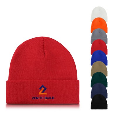 Classic Acrylic Cuffed Knit Beanie Hat