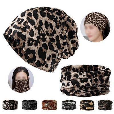 Leopard Print Turban Hat Multipurpose Neck Gaiter