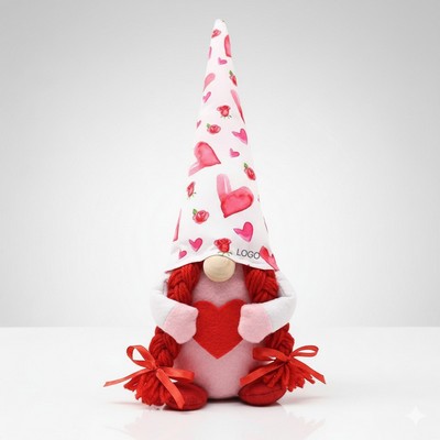 Plush Doll Holding Heart No Face Gnome Rudolph Figure Valentine's Day Mother's Day