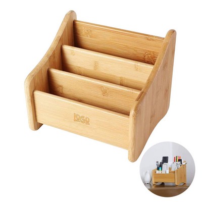 Wood Desk Organizer Bamboo Remote Control Holder