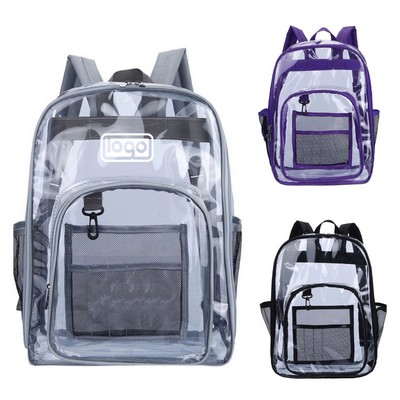 PVC Transparent Backpack W/Mesh Pocket