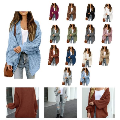 Women's Lantern Sleeve Knit Cardigan